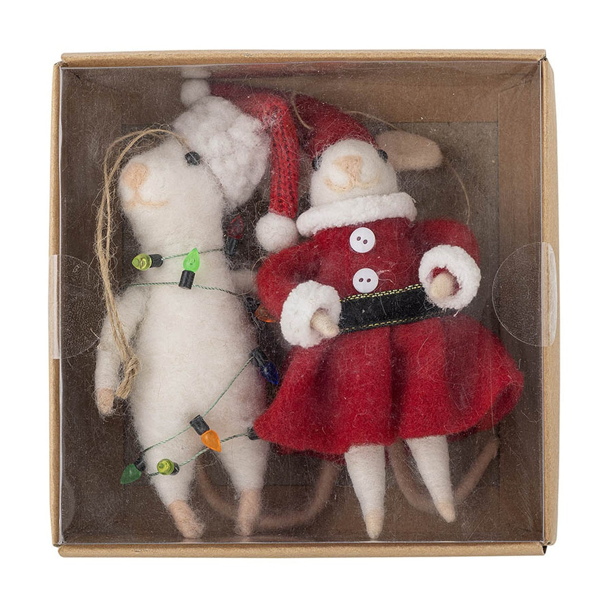 Peo Wool Christmas Tree Decorations Set of 2 - Red