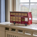 Edward Double-Decker Bus Wooden Advent Calendar with Light - Red