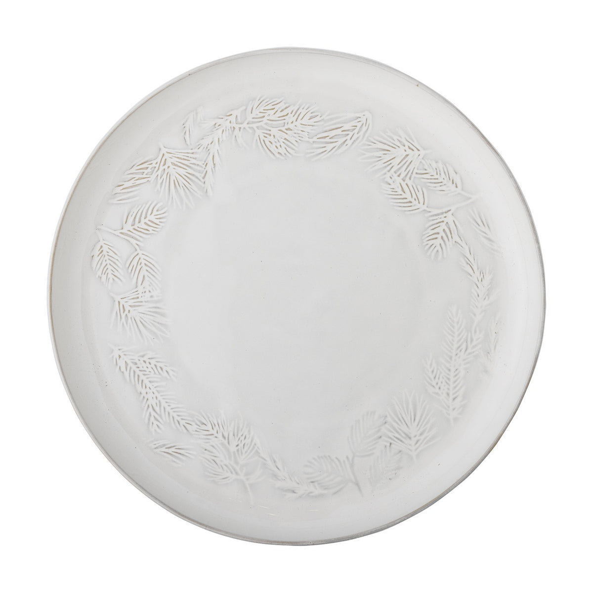 Winter Embossed Stoneware Christmas Platter 34cm - White