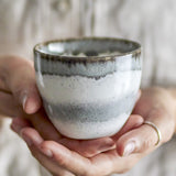 Paula Striped Stoneware Cups 195ml Set of 4 - Grey