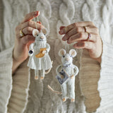 Peo Wool Christmas Tree Decorations Set of 2 - White