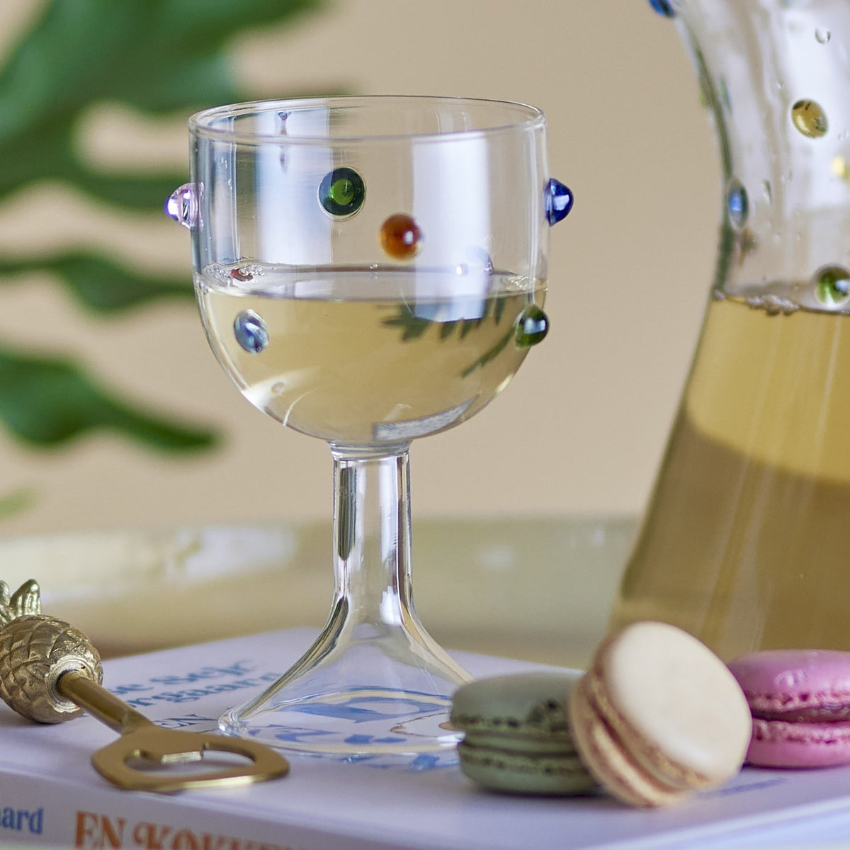 Thalia Dotted Wine Glass - Clear