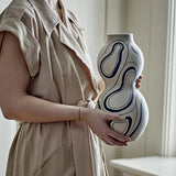Nicola Gourd Stoneware Vase 34cm - Cream