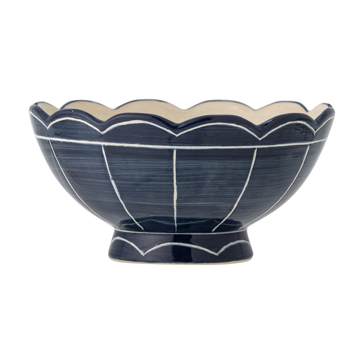 Caliam Striped Stoneware Bowl 25cm - Blue