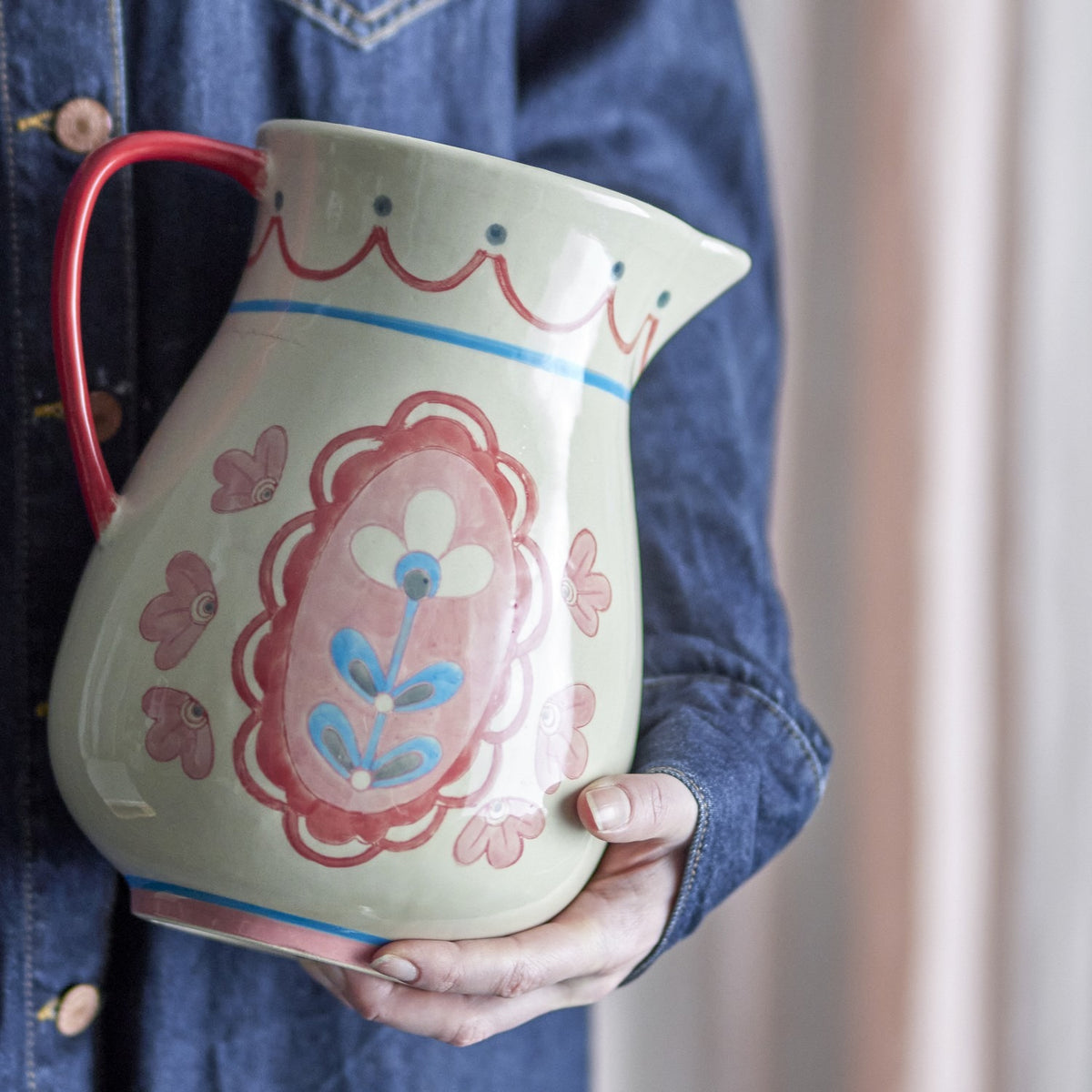 Odina Floral Stoneware Jug 3300ml - Cream
