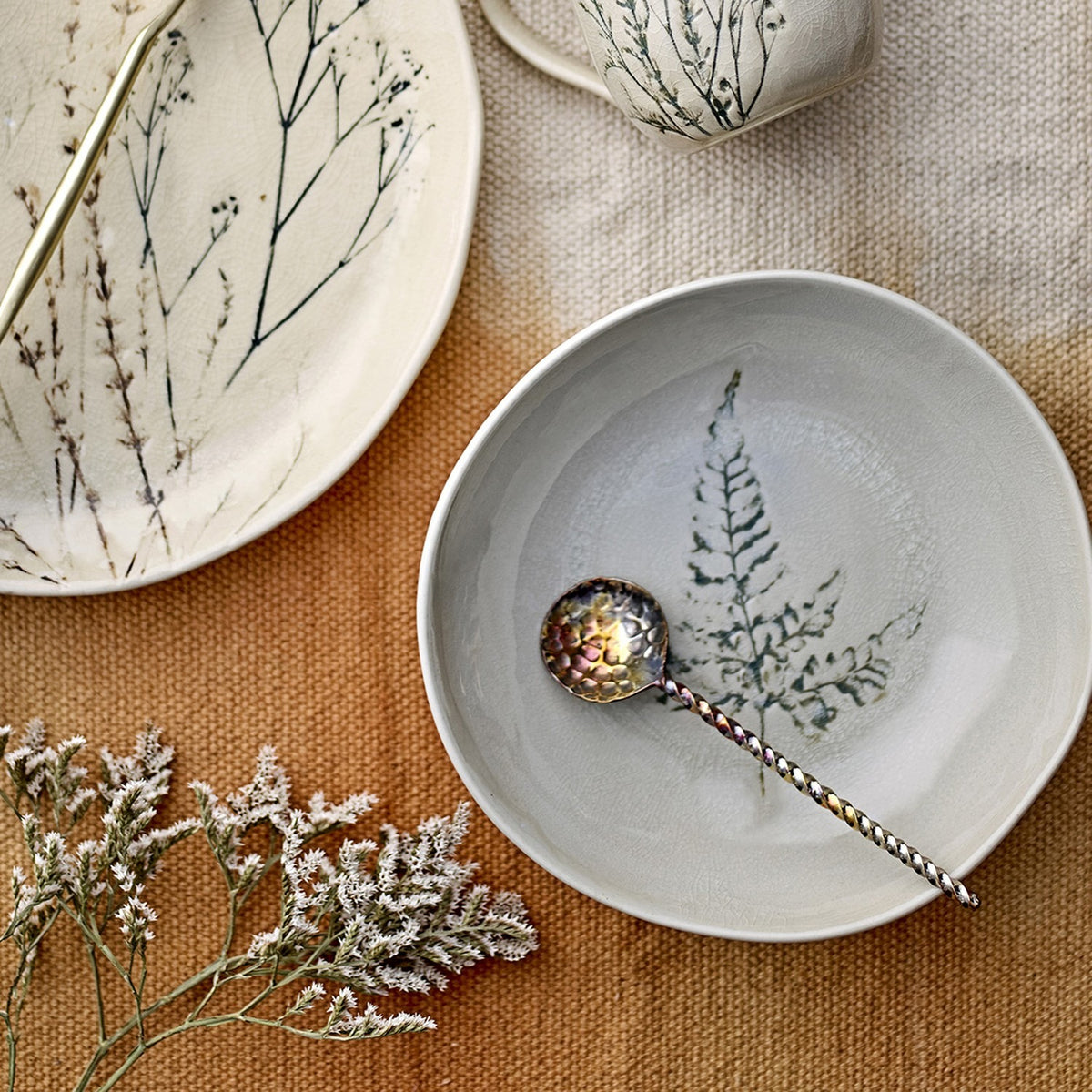 Bea Crackle Stoneware Deep Plates Set of 4 - Cream
