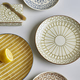 Maple Geometric Stoneware Dinner Plate - Cream
