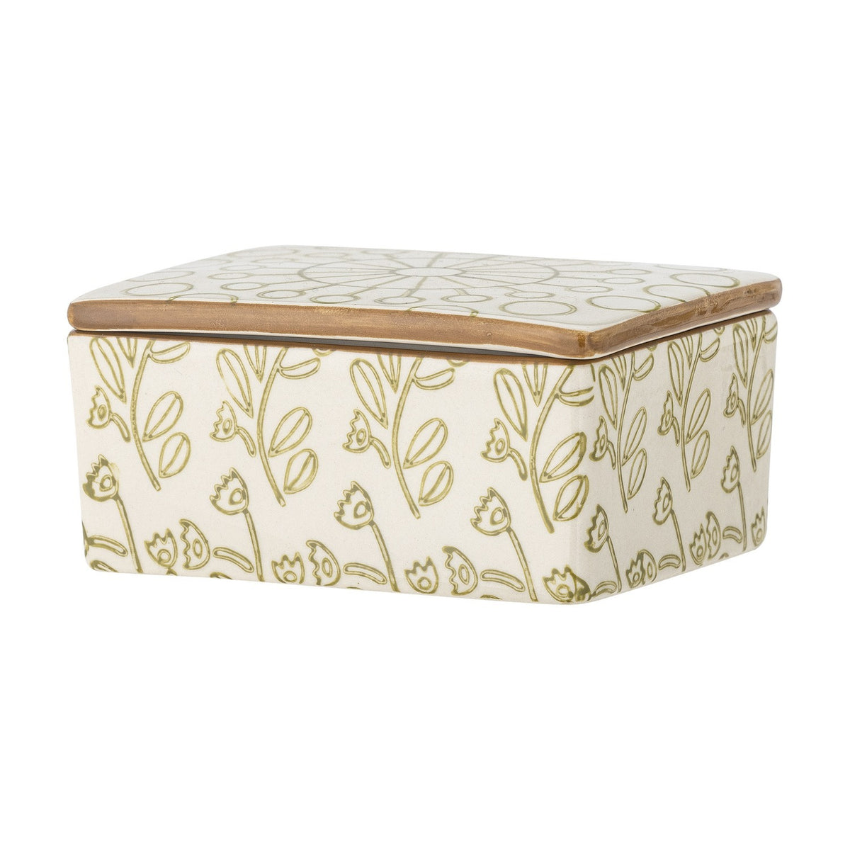 Maple Floral Stoneware Butter Dish - Cream