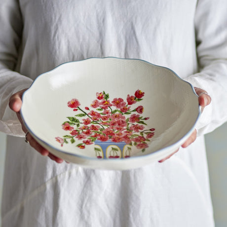 Dorothy Floral Stoneware Bowl 28cm - White
