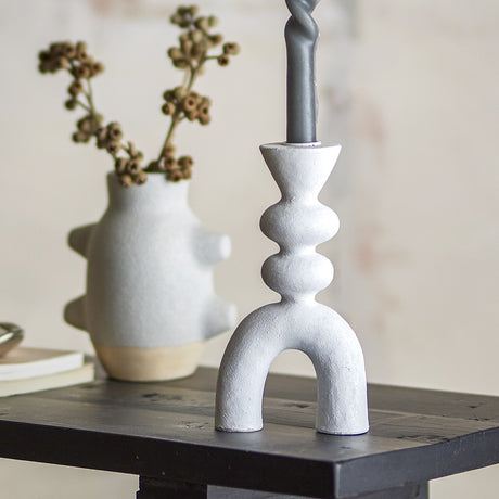Syra Resin Candle Holder 21cm - White