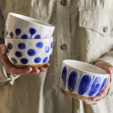 Linora Dotted Stoneware Bowls 12.5cm Set of 3 - Blue