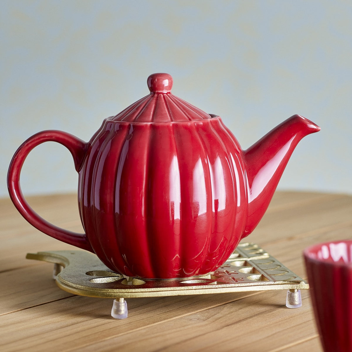 Latina Round Stoneware Teapot 1085ml - Red