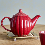 Latina Round Stoneware Teapot 1085ml - Red