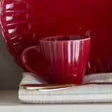 Latina Fluted Stoneware Cup 220ml - Red
