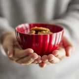 Latina Ribbed Stoneware Bowl 12cm - Red