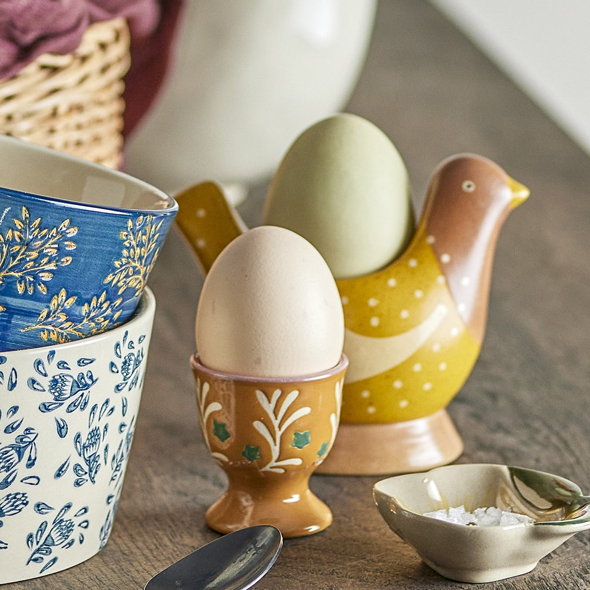 Birdy Stoneware Egg Cups Set of 2 - Multi