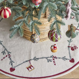 Yule Round Cotton Christmas Rug 110cm - Cream