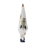 Space Cotton Throw in cream fabric, draped vertically against a white background, showing a printed rocket with a bear astronaut, stars and sweeping lines, finished with navy tassels.