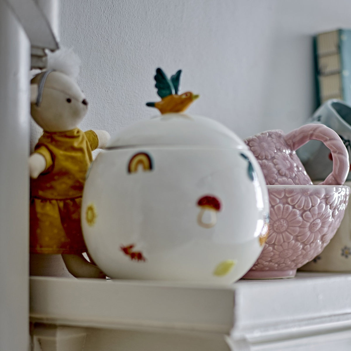 Agnes Stoneware Storage Jar with Lid 590ml - Cream