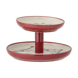 Yule Stoneware Christmas Tiered Stand - Red