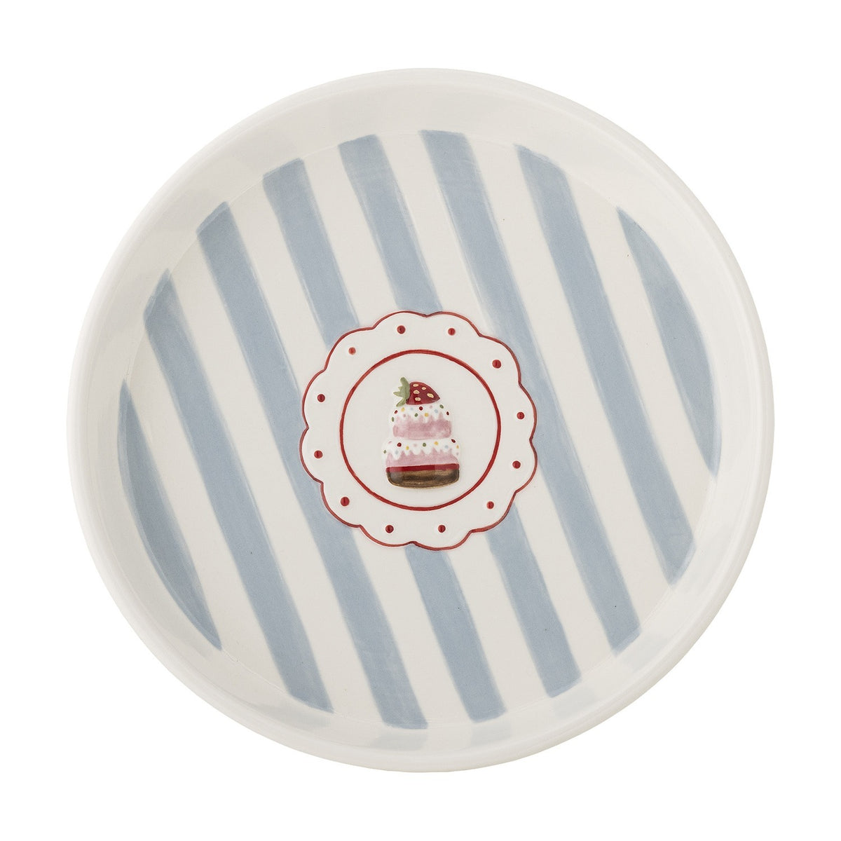 Lively Striped Stoneware Platter - Blue