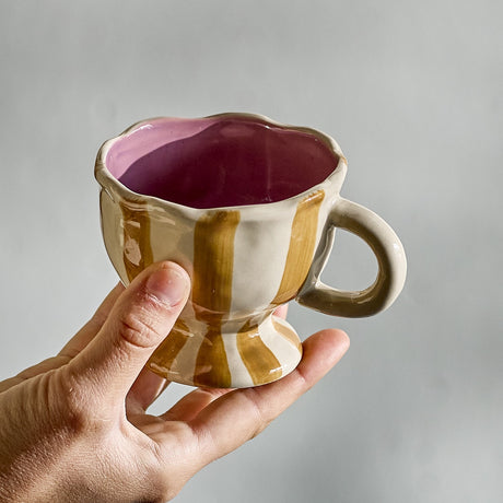 Willa Brown Striped Stoneware Cup 215ml - Multi