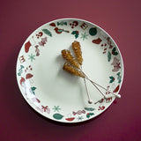 Yule Stoneware Christmas Platter - Cream