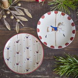 Merry-go-round Stoneware Christmas Plates Set of 2 - Multi
