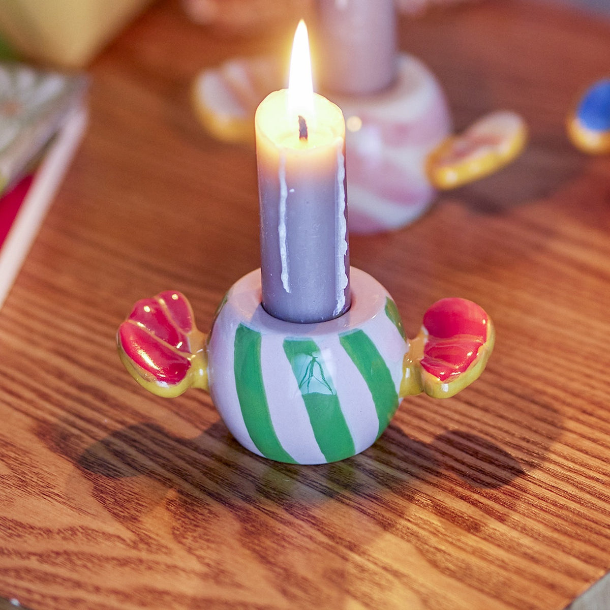 Caramella Wrapped Sweet Christmas Candle Holders Set of 3 - Multi