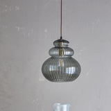 Sybia Ribbed Glass Pendant Light - Grey