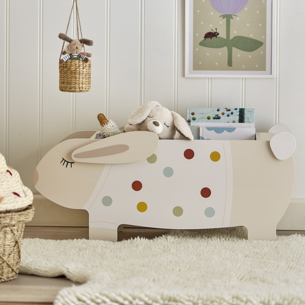 Villja Dotted Rabbit Kids Bookshelf - Beige
