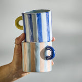 Phoenix Striped Stoneware Mugs 250ml Set of 2 - Multi