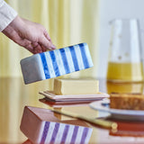 Phoenix Striped Stoneware Butter Dish - Blue