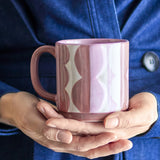 Saul Embossed Stoneware Mugs 235ml Set of 4 - Pink