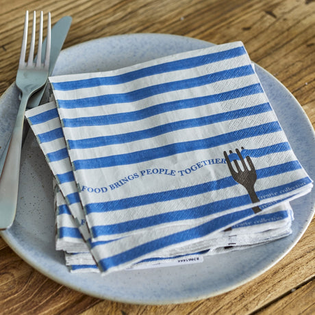 Begonia Striped Paper Napkins Pack of 20 - Multi