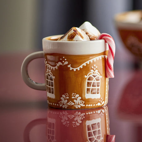 Gina Stoneware Christmas Mugs 250ml Set of 4 - Brown