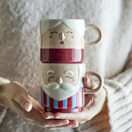Granny Embossed Stoneware Christmas Cups 280ml Set of 2 - Multi