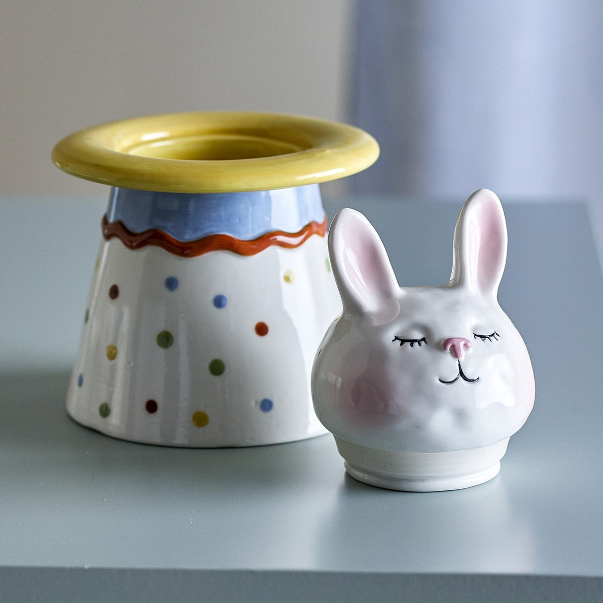 Villja Rabbit Stoneware Storage Jar with Lid 490ml - Multi