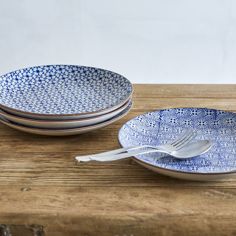 Karine Floral Stoneware Dinner Plates Set of 4 - Blue