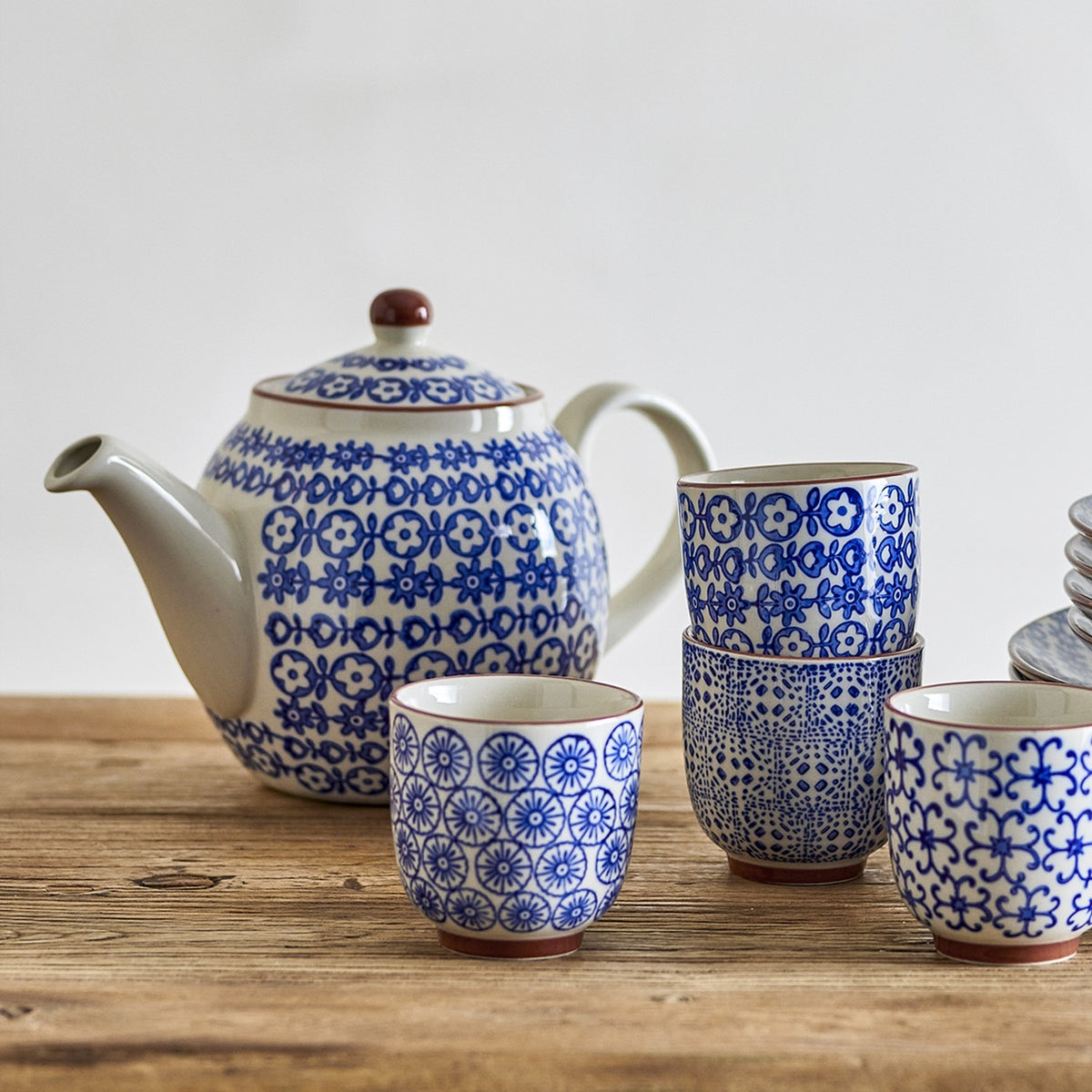 Karine Floral Stoneware Teapot 900ml - Blue