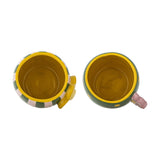 Haisy Green Striped Stoneware Cups 200ml Set of 2 - Multi