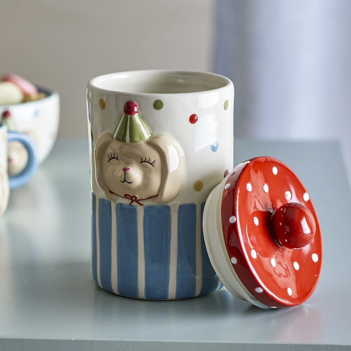 Party Dotted Stoneware Storage Jar with Lid 720ml - Multi