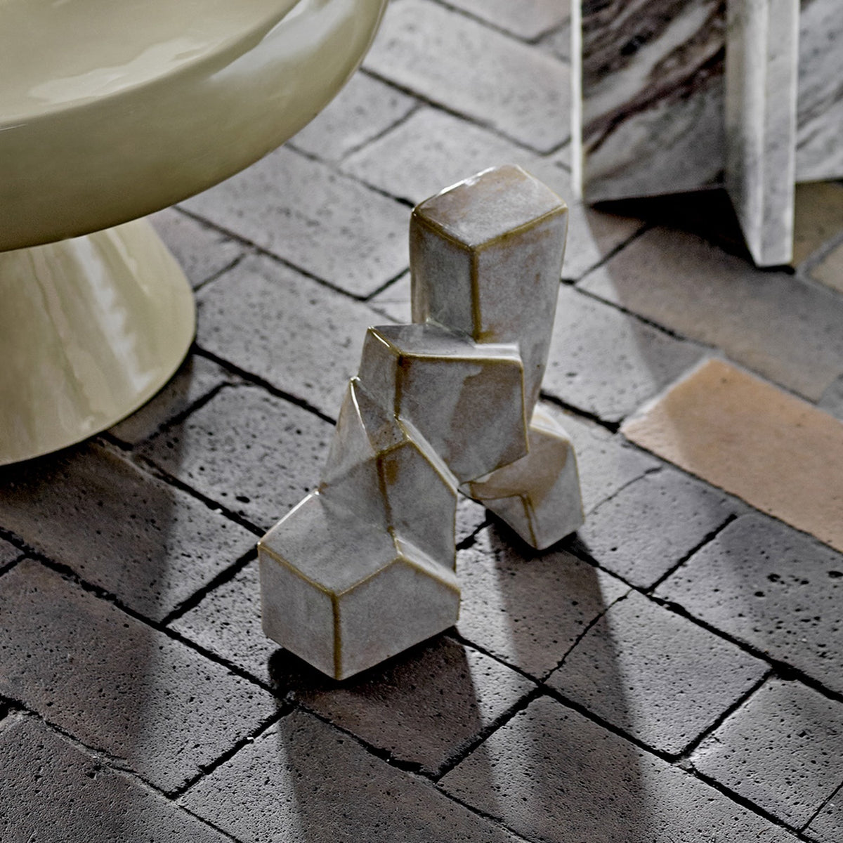 Cokolia Geometric Stoneware Ornament - Cream