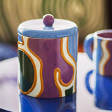 Salacia Wavy Stoneware Storage Jar with Lid 900ml - Multi