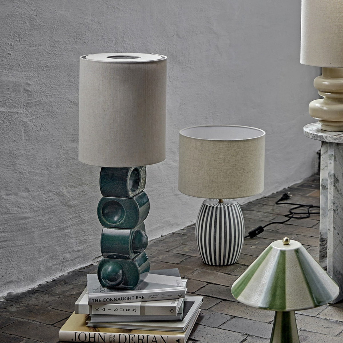 Brady Stoneware Table Lamp - Green