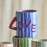 Cherish Striped Stoneware Mug - Blue
