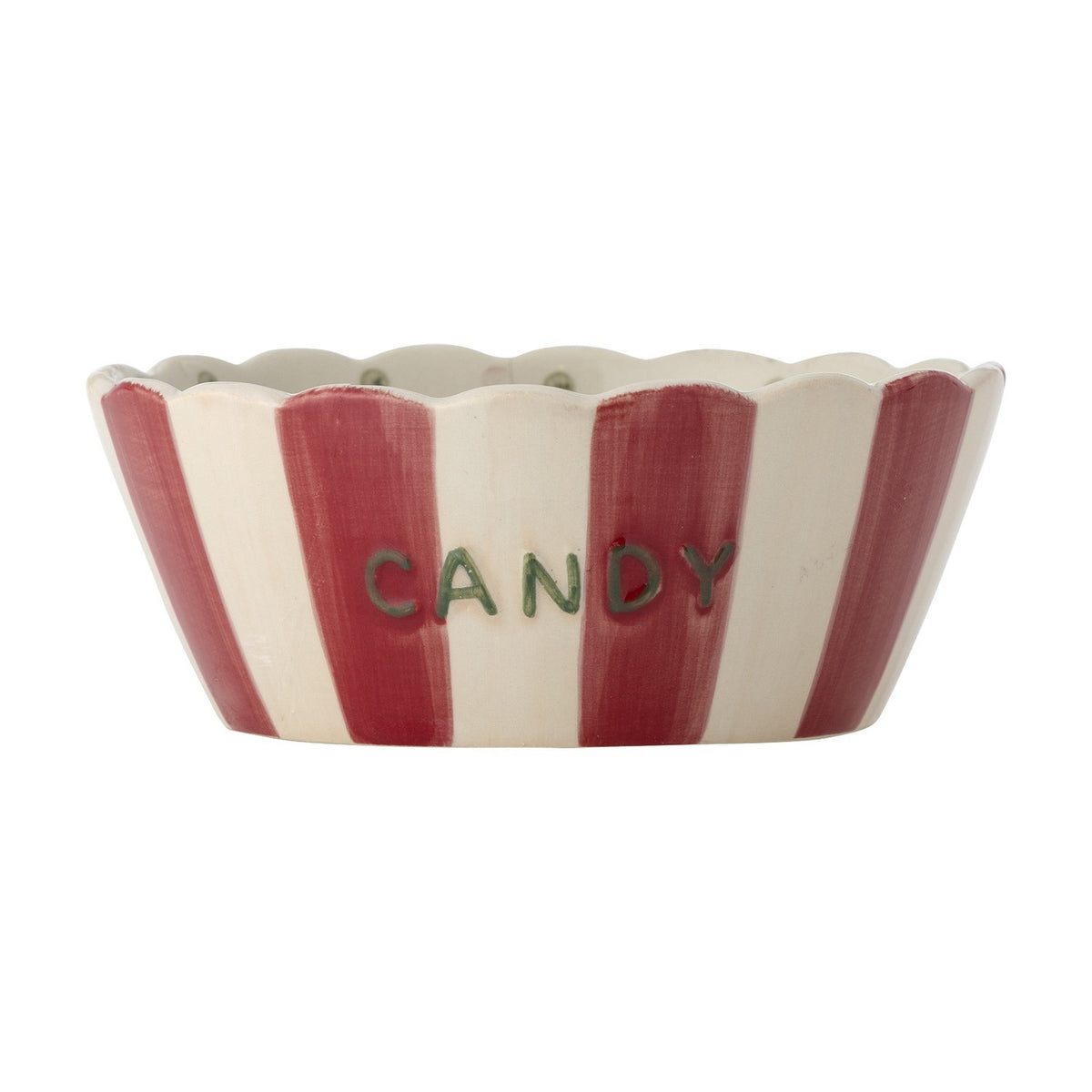 Chip Striped Stoneware Bowl 17cm - Red