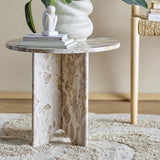 Jasmia Round Marble Side Table - Beige