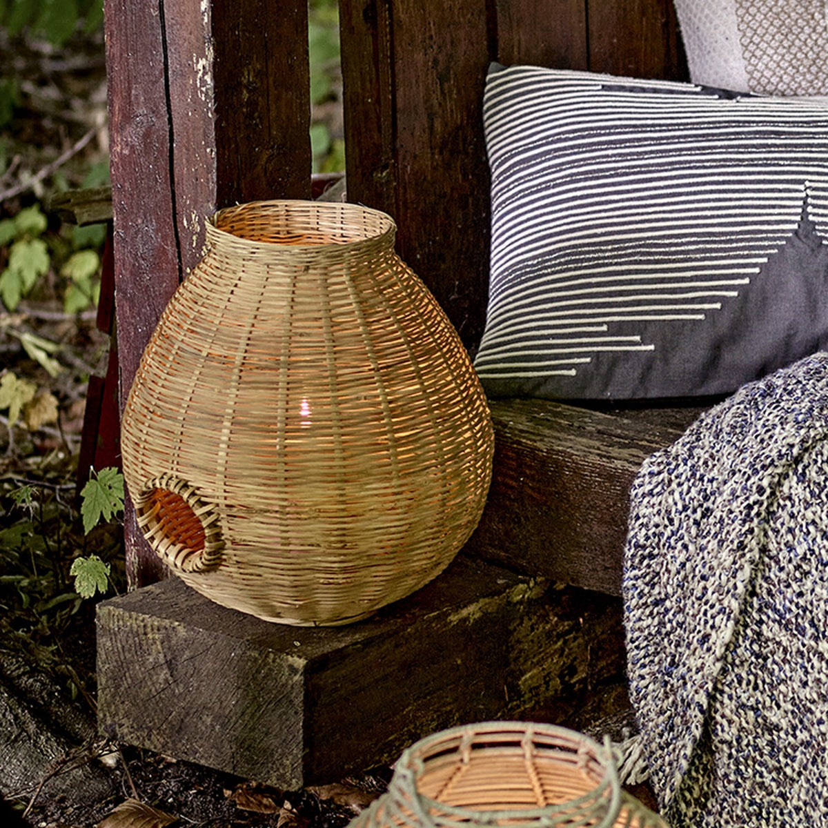 Ottine Round Bamboo Outdoor Lantern - Natural