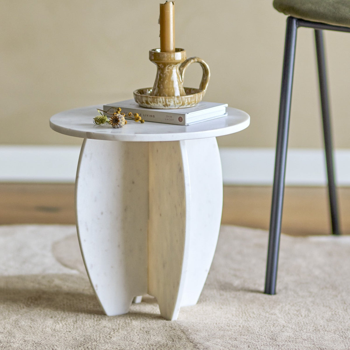 Sendai Marble Pedestal - White